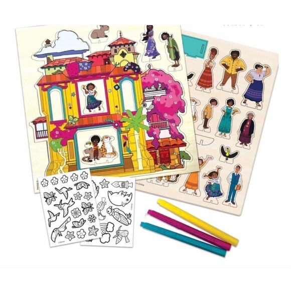 Disney Encanto Wood Casita Activity Set Building & Decorating Set 101 Wooden Pcs - Picture 2 of 3